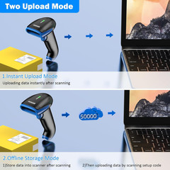 Wireless Bluetooth Barcode Scanner,3-In-1 Bluetooth & USB Wired & 2.4G Wireless
