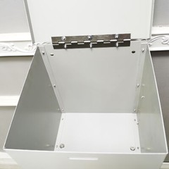Returned! White Metal Ballot Box Donation Box Suggestion Box With Black Stand