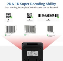 Alacrity 2D 1D QR Industrial Desktop Barcode Scanner, Hands Free USB Black