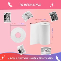 6 Rolls 57x25mm Instant Camera Refill Print Paper for Kidizoom Kids Camera