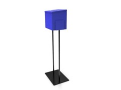 Blue Metal Ballot Box Donation Box Suggestion Box With Black Stand