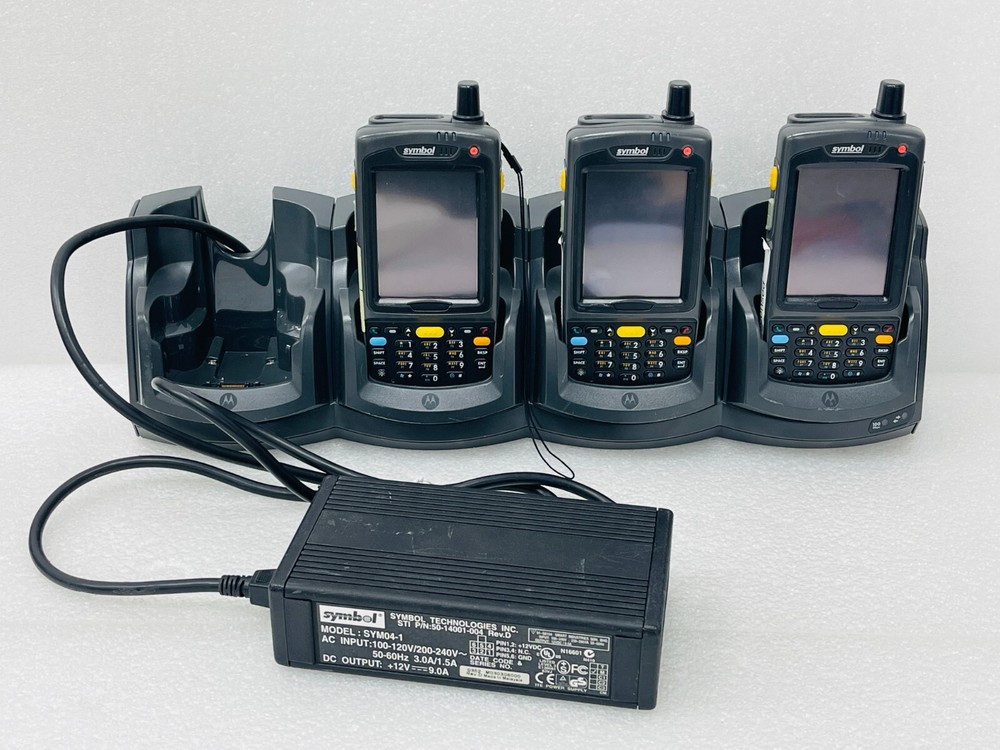 x3 Symbol MC7094 PDA Wireless Laser Barcode Scanner w/CRO7000-4000E & AC Adapter