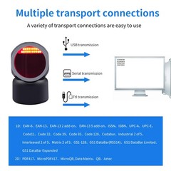 1D 2D QR Desktop Barcode Scanner, Symcode Omnidirectional Hands-Free Automatic