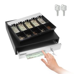 SAM4s 16 Heavy Duty Black Manual Push Open Cash Drawer with 5Bill/5Coin Stainles