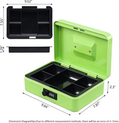 KYODOLED Large Cash Box with Combination Lock,Safe Metal Box for Money, Storage