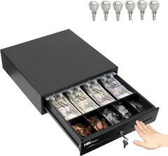 Heavy Duty 13&Prime; Manual Cash Drawer with Removable Till & Slots – Black