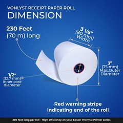 Vonlyst Receipt Paper Roll 3 1/8 x 230 for Epson Thermal Printer (24 rolls)