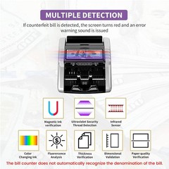 Money Counter Machine with Value Count, Dollar, Euro UV/MG/IR/DD/DBL/HLF/CHN …