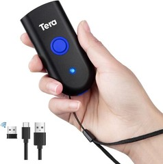 Tera Wireless Barcode Scanner 1D Laser Mini Pocket Waterproof Scanner 3in1 Compa
