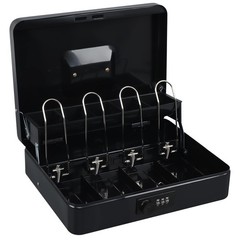 Secure Cash Box with Combination Lock – Metal Money Safe Storage, Black