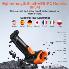 Wireless 2D QR & 1D Barcode Scanner Handheld Reader, CMOS 800×600, Plug & Play f