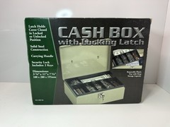 NEW Steel Cash Box w/ Lock & 2 Keys – Money Safe Coin Tray Organizer