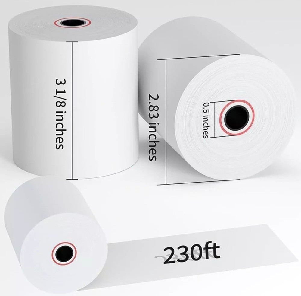 New Thermal Receipt Paper Rolls 3-1/8 x 230ft, 20 rolls 48gsm Sealed !