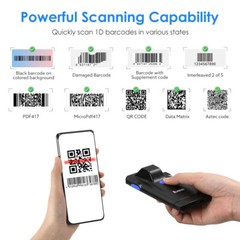 2D Bluetooth Barcode Scanner Phone Back Clip 1D QR Code Shop Inventory Scanner