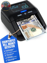 Counterfeit Money Detector Machine, Portable Counterfeit Bill Detector with LCD