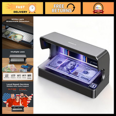 Counterfeit Bill Checker – Dual LED UV & White Light, One-Button Operation, Auto