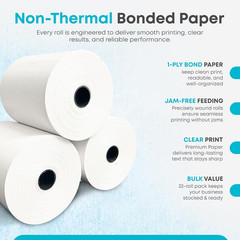(32 Rolls) Kitchen Printer Paper 3&Prime; X 150 Feet Receipt Paper Rolls- Compatible w