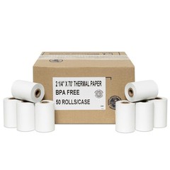 50 Rolls White BPA Free PRINT COPY PAPER 2.25 Width 5 Year Image Life Lint Free