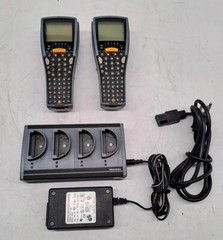 LOT OF 2 Intermec T2415 Barcode Scanner Trakker W/ 2 BATTERIES & BASE CHARGER