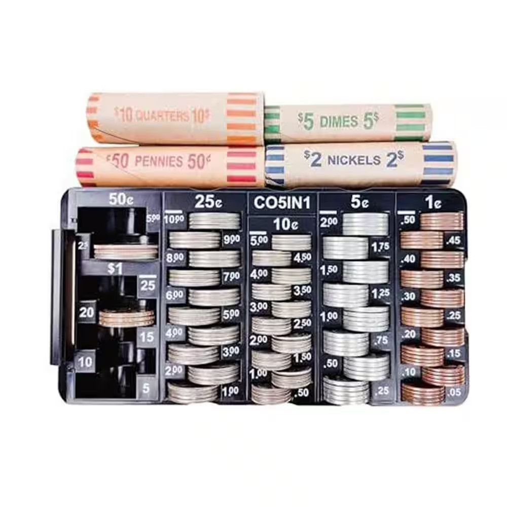 2Pcs Coin Sorting Tray with Removable Lid Accurate Easy Wrap Change Counter Orga