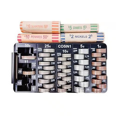 2Pcs Coin Sorting Tray with Removable Lid Accurate Easy Wrap Change Counter Orga