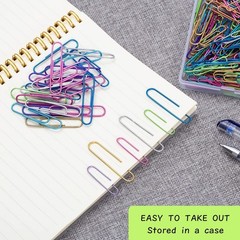 Paper Clips, 200pcs Jumbo and Medium （2 inch & 1.3 inch） Colored C