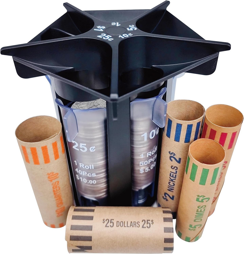Coin Counter Coin Sorter Wrapper Machine, Change Roller Easy to Use | Coin