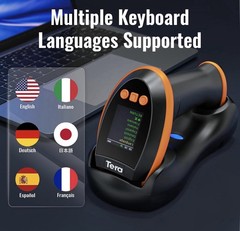 Tera Barcode Scanner Wireless with Screen: Pro Version 1D 2D QR with Setting