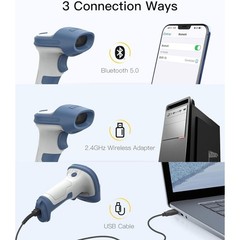 3 in 1 2D Bluetooth Barcode Scanner, Bluetooth 5.0 and 2.4Ghz Adapter, BCST-73