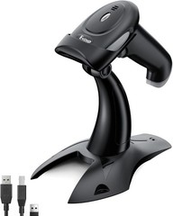 Wireless 2D 1D Barcode Scanner with Stand – 3-in-1 QR Reader, Bluetooth & USB, C