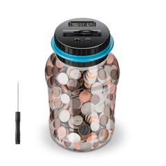 Digital Counting Money Jar, Digital Coin Counter with LCD Display Large Capac…