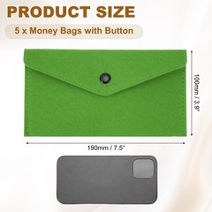 5Pcs Felt Money Bag, Felt Cellphone Sleeve Case Pouch Cash Bag, Dark Green