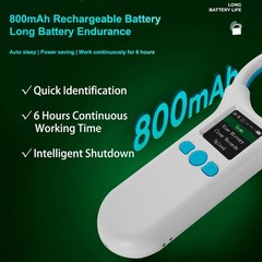Bluetooth Pet Microchip Scanner Reader 1.44 Inch TFT Display 500 Data Storage