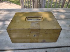 Vintage ASCO Art Steel Co New York OD Olive Drab Metal Safe Deposit Box NO KEY