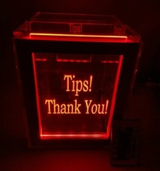 Personalized Tip Box Raffle Fund Raiser Donation Jar Engraved Light Changing LED