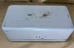 Vintage Lit-Ning Metal Cash Box with Handle Made in USA