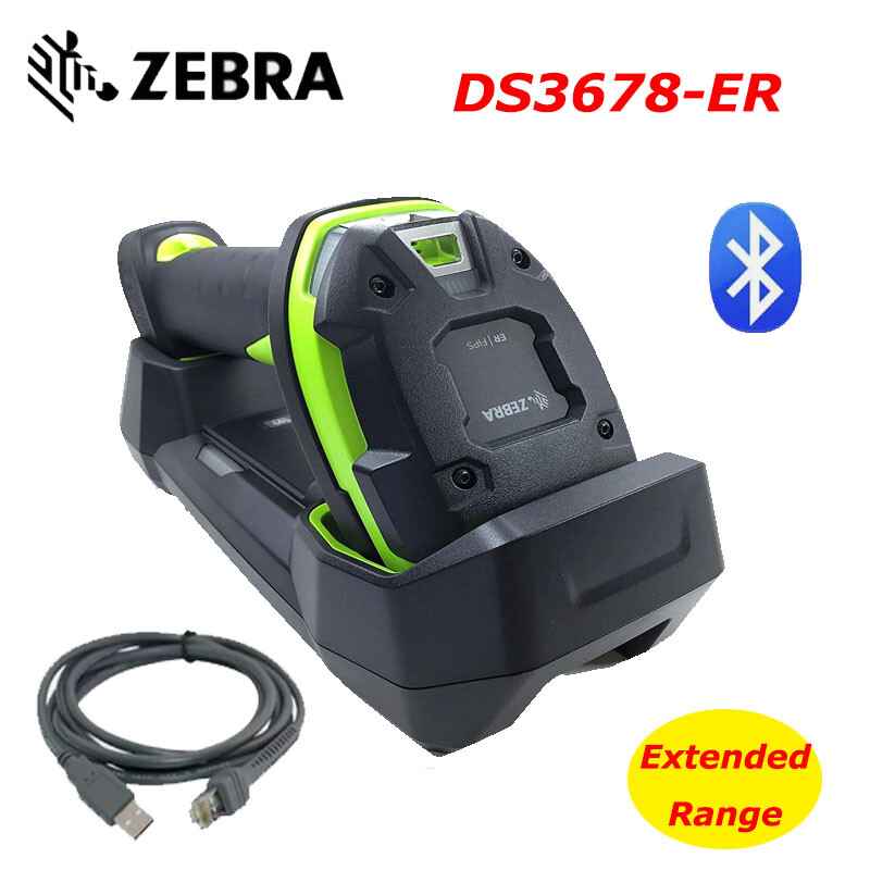 Zebra DS3678-ER Extended Range Ultra-Rugged Cordless 2D/1D Barcode Scanner Kit