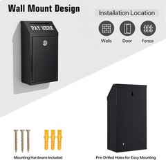Wall Mount Money Donation Box Sumerfnt Locking Cash Slot 4 Keys Black