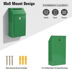 Cash Box Wall Mount, Metal Money Drop Box with Lock and Slot, Money Collectio…