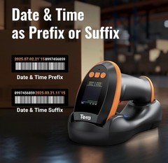 Tera Barcode Scanner Wireless with Screen: Pro Version 1D 2D QR with Setting