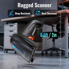 Wireless and Wired 2D QR Barcode Scanner with Battery Level Indicator and