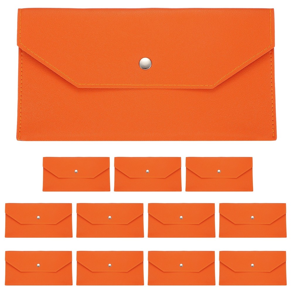 12Pcs PU Leather Envelope Wallet Money for Women Men,Orange