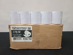 3&Prime; x 150&prime; 1-Ply Bond Kitchen Printer Paper Receipt Paper (50 Rolls) 48 GSM…