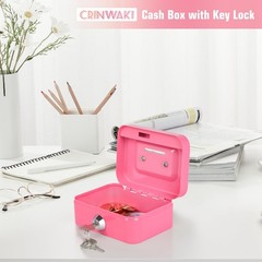Cash Box with Lock Small Cute Coin Money Slot Mini-P, Pink-Mini
