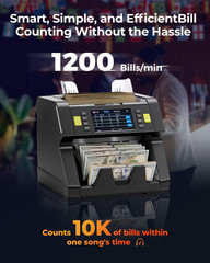 MUNBYN IMC21 Money Counter Machine Mixed Denomination, CIS/UV/IR/MG/MT Counterfe
