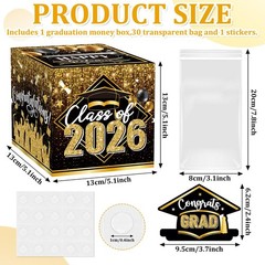 Graduation Money Box for Cash Gift Pull, Black Gold Money Pull Box Gift 2026 …
