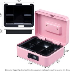 Elegant Pink Medium Cash Box with Combination Lock – Portable Safety Security