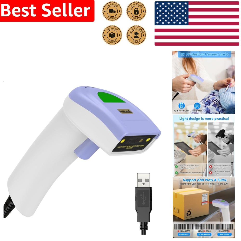 USB 1D Barcode Scanner Wired Handheld CCD Reader POS Inventory Warehouse Retail
