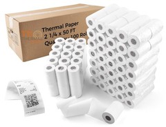 100 Rolls Tk Thermal King 2.25 In x 50 Ft Thermal Receipt Paper POS Cash Printer