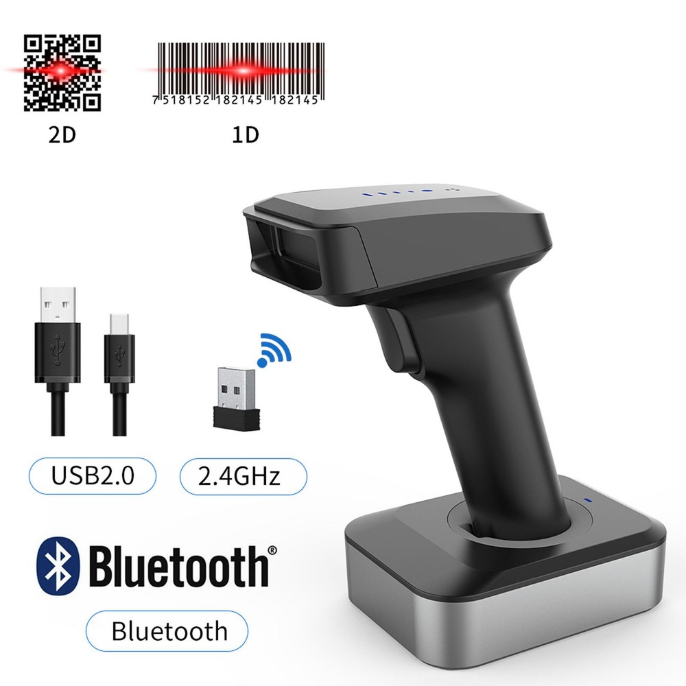 Symcode MJ-1904 Black A4 Size Stock Hand Vibrator Wireless USB Barcode Scanner